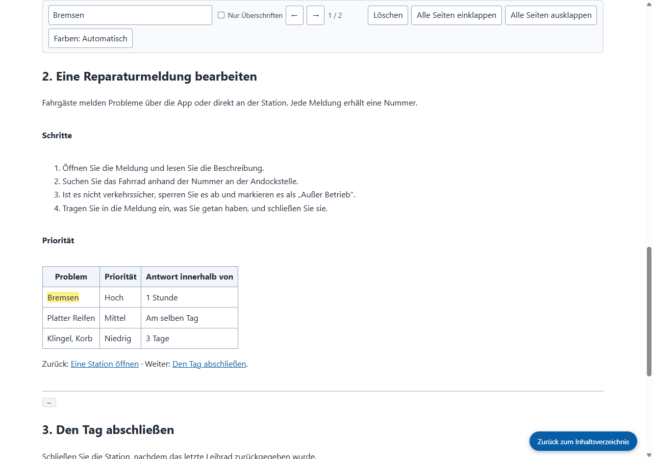 Das gespeicherte HTML, geöffnet und nach „Bremsen“ durchsucht (Screenshot von der Website)
