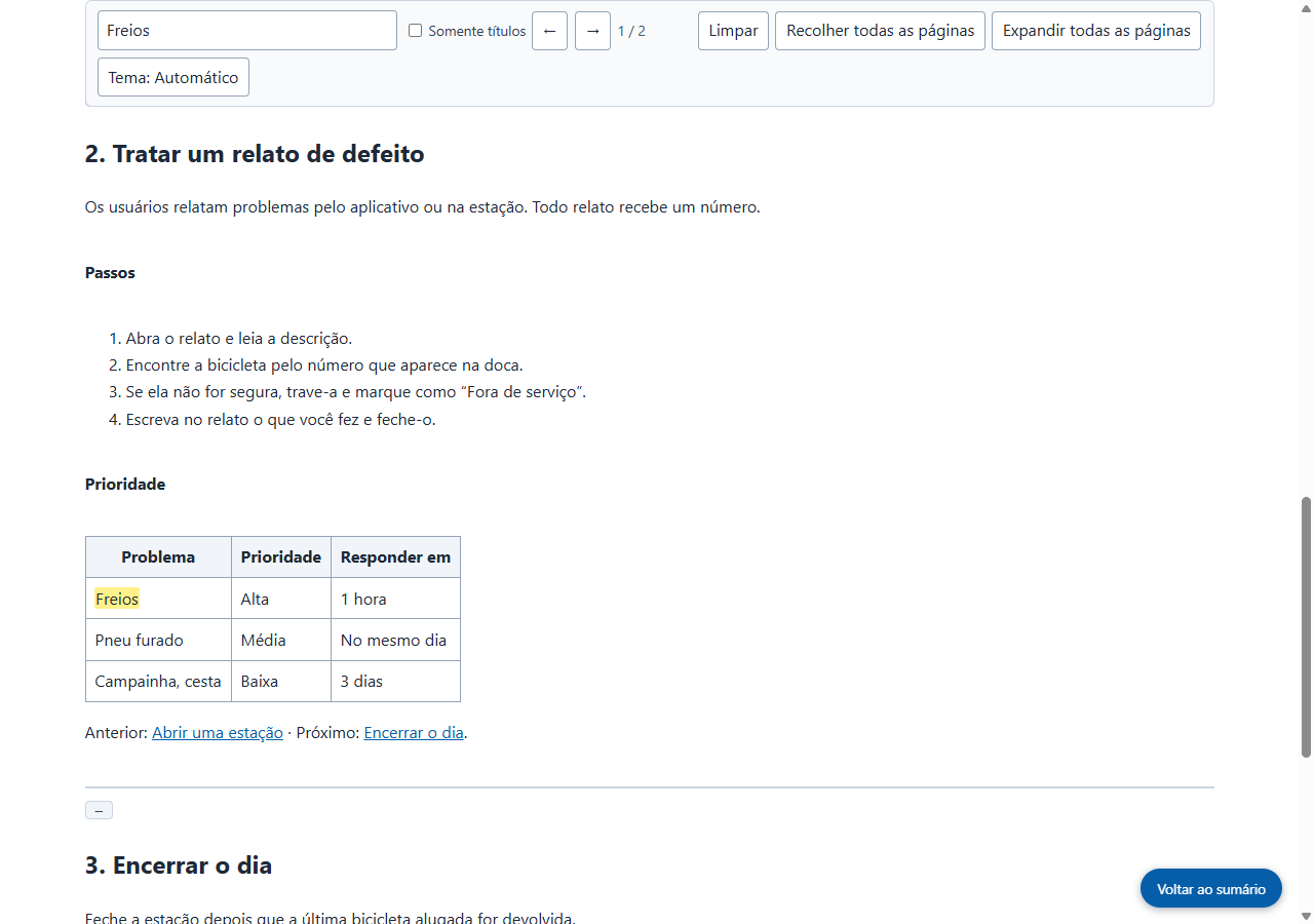 O HTML salvo, aberto e pesquisado por “Freios” (captura de tela feita pelo site)